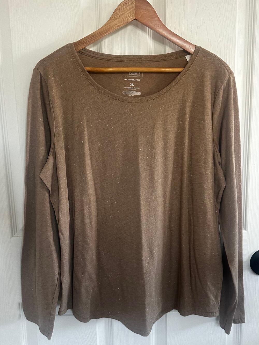 Sonoma Goods For Life Brown Metallic Long Sleeve Everyday Tee XL
